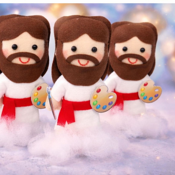 Boneco Jesus Pintor em Feltro , Decoração Religiosa Artesana - Imagem 2