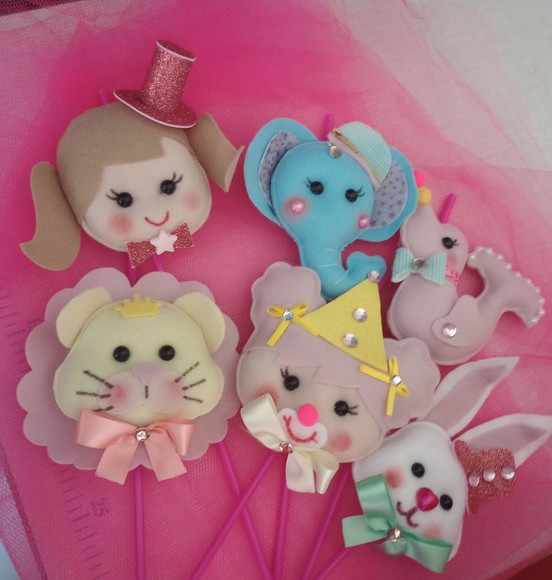 Cabecinhas para Centro de Mesa Circo Rosa