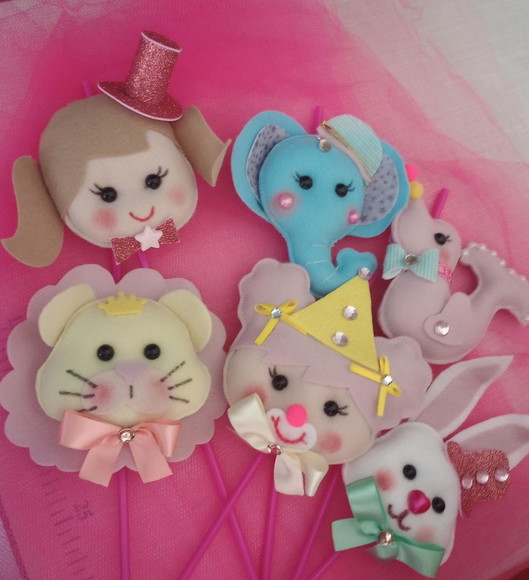 Cabecinhas para Centro de Mesa Circo Rosa - Imagem 2
