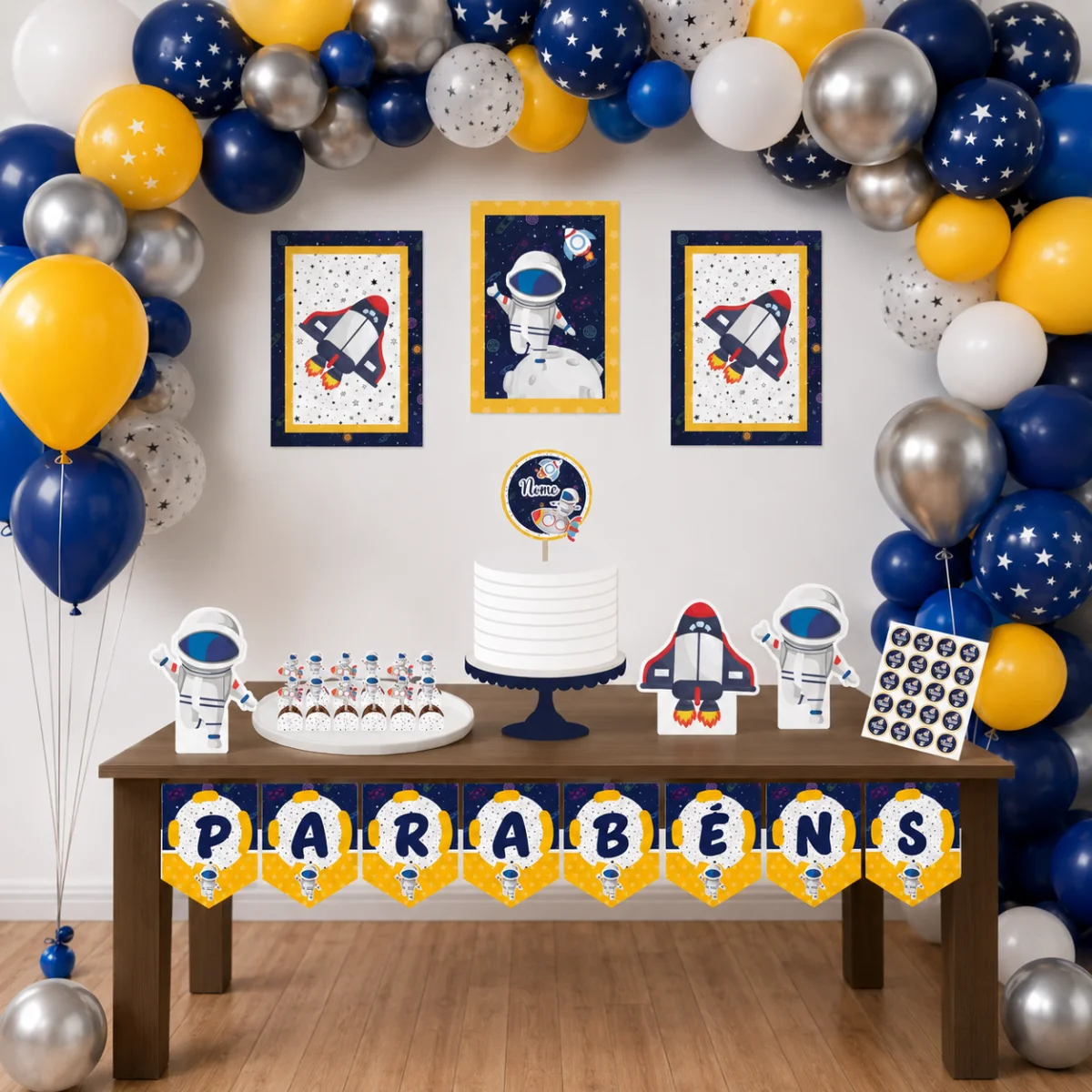 Kit festa personalizado só um bolinho tema Astronauta - personalizo em todos os temas (copia) - Imagem 2