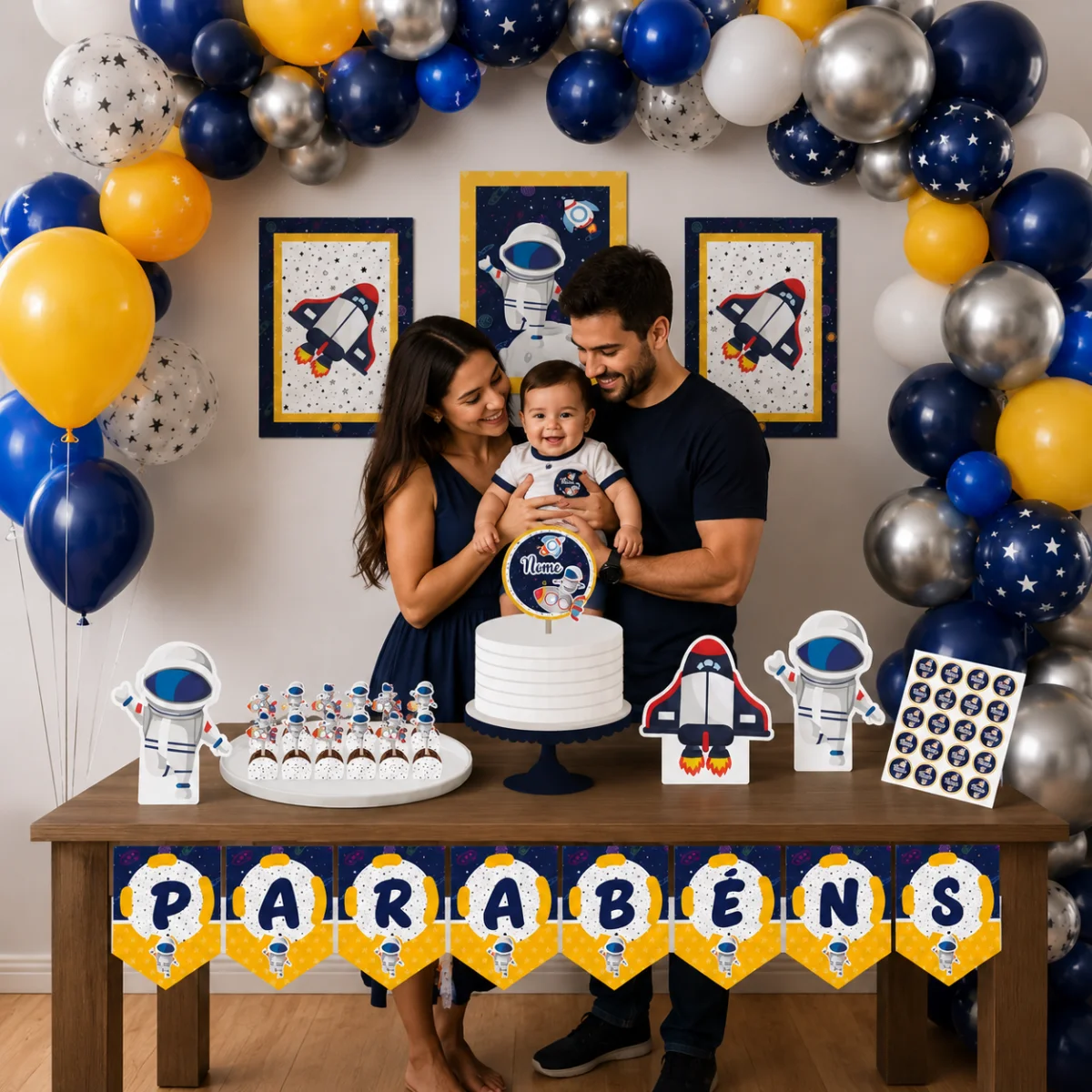 Kit festa personalizado só um bolinho tema Astronauta - personalizo em todos os temas (copia) - Imagem 4