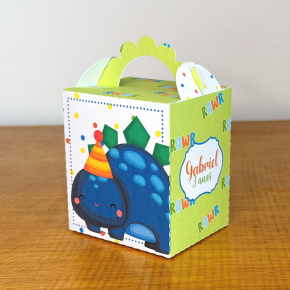 Caixa Cubo com Alça -dinossauro Baby - Crio em Qualquer Tema