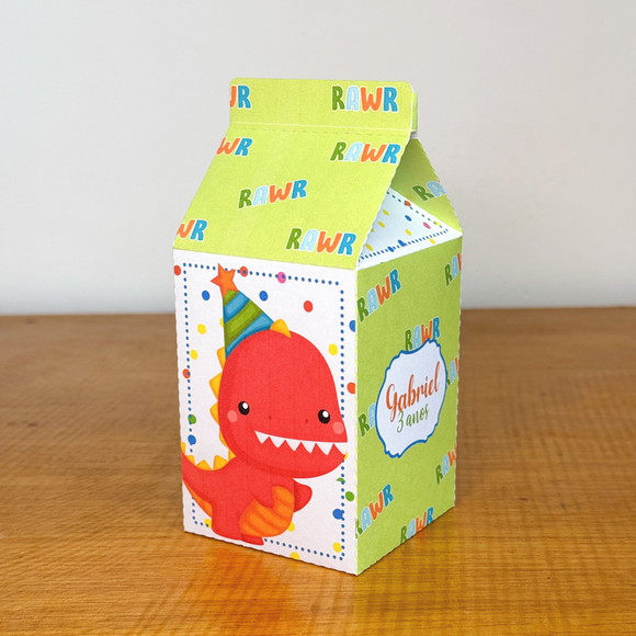 Caixa Milk - Dinossauro Baby - Personalizo em Qualquer Tema