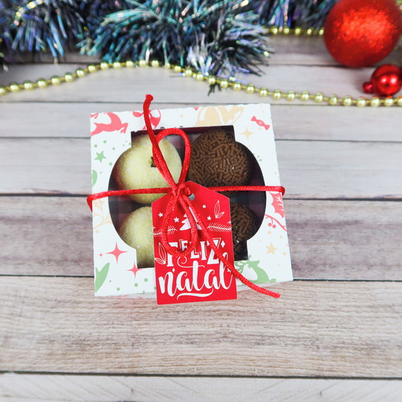 Caixa Porta 4 Docinhos - Natal / Qualquer Tema