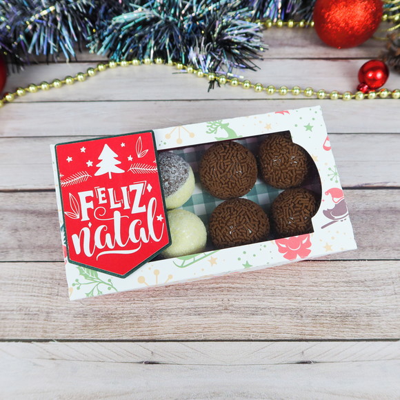 Caixa Porta 8 Docinhos - Natal / Qualquer Tema