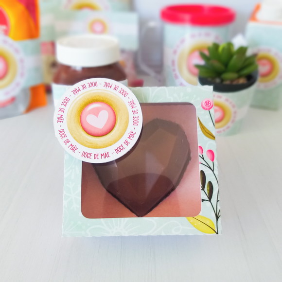 Caixa Porta Chocolate Coração - Dia das Mães - Qualquer Tema