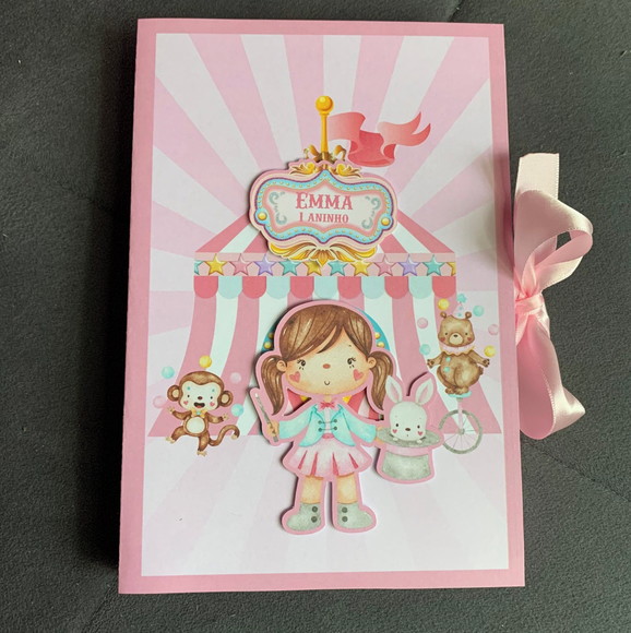 Convite Caixa Pirulito Personalizado Circo Menina - Imagem 2