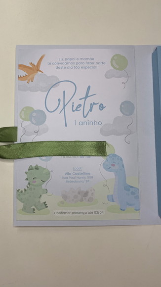 Convite Caixa Pirulito Personalizado Dino Baby - Imagem 3