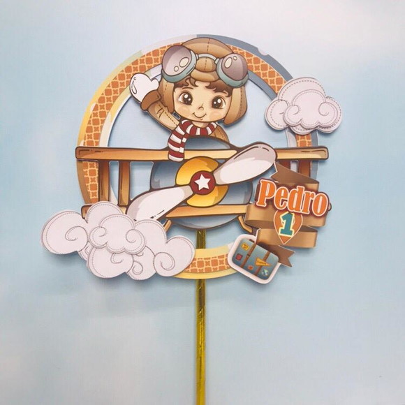 Topo de Bolo Montado - Aviador- Crio em Qualquer Tema