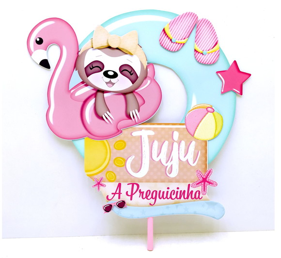 Topo de Bolo Montado - Preguicinha - Crio em Qualquer Tema