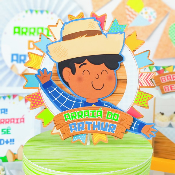 Topo de Bolo Montado -festa Junina - Crio em Qualquer Tema