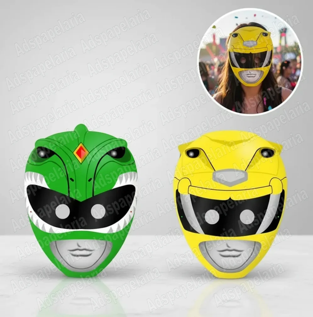 máscaras de papel Power Rangers mighty morphin - festa Power Rangers - Imagem 3