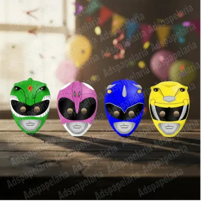 máscaras de papel Power Rangers mighty morphin - festa Power Rangers