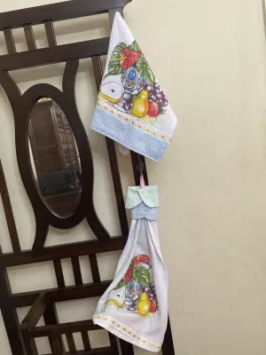 Kit pano de prato e bate mão frutas