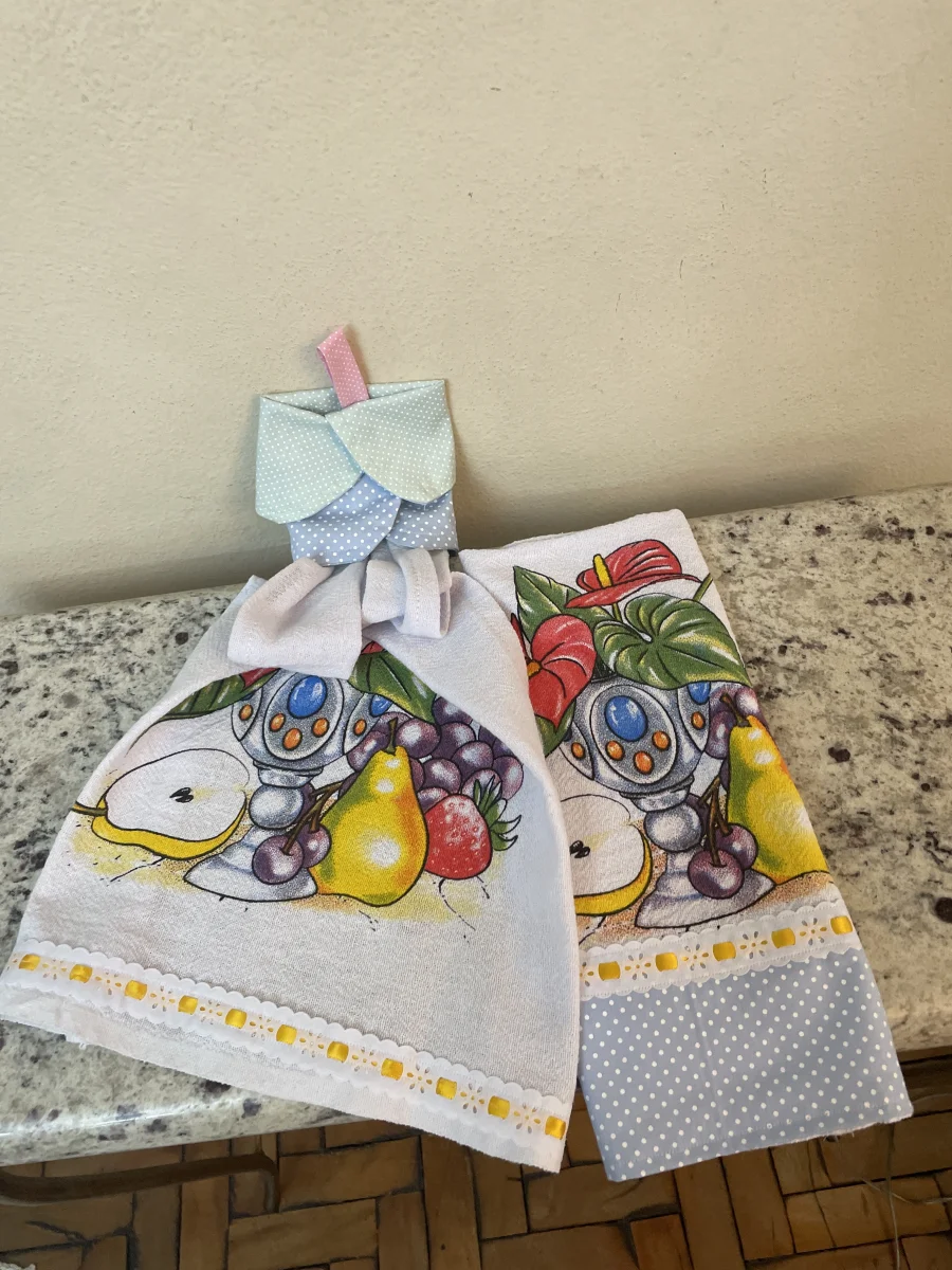 Kit pano de prato e bate mão frutas - Imagem 7