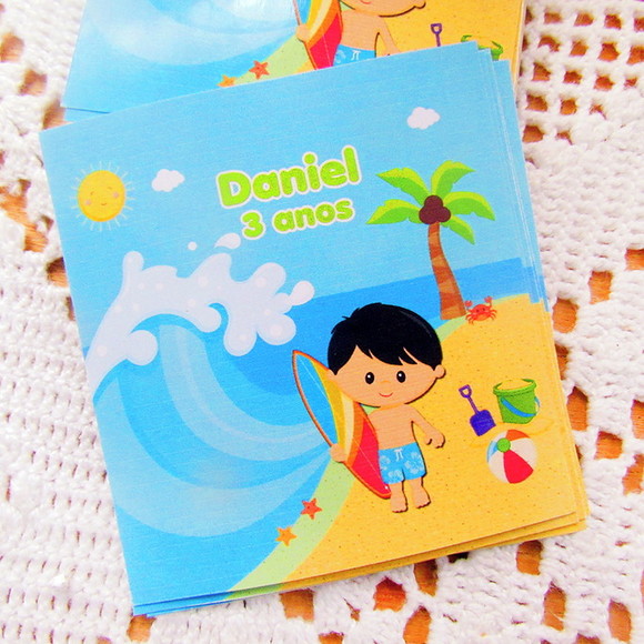 Adesivo para Lembrancinha Tema Praia (50 unidades) - Imagem 2