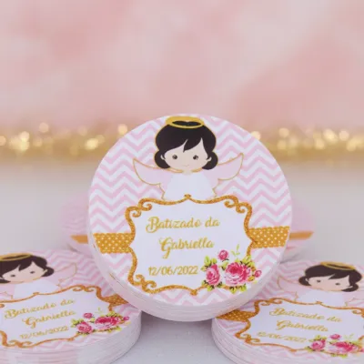 Adesivo Personalizado Batizado Anjinha (50 unidades)