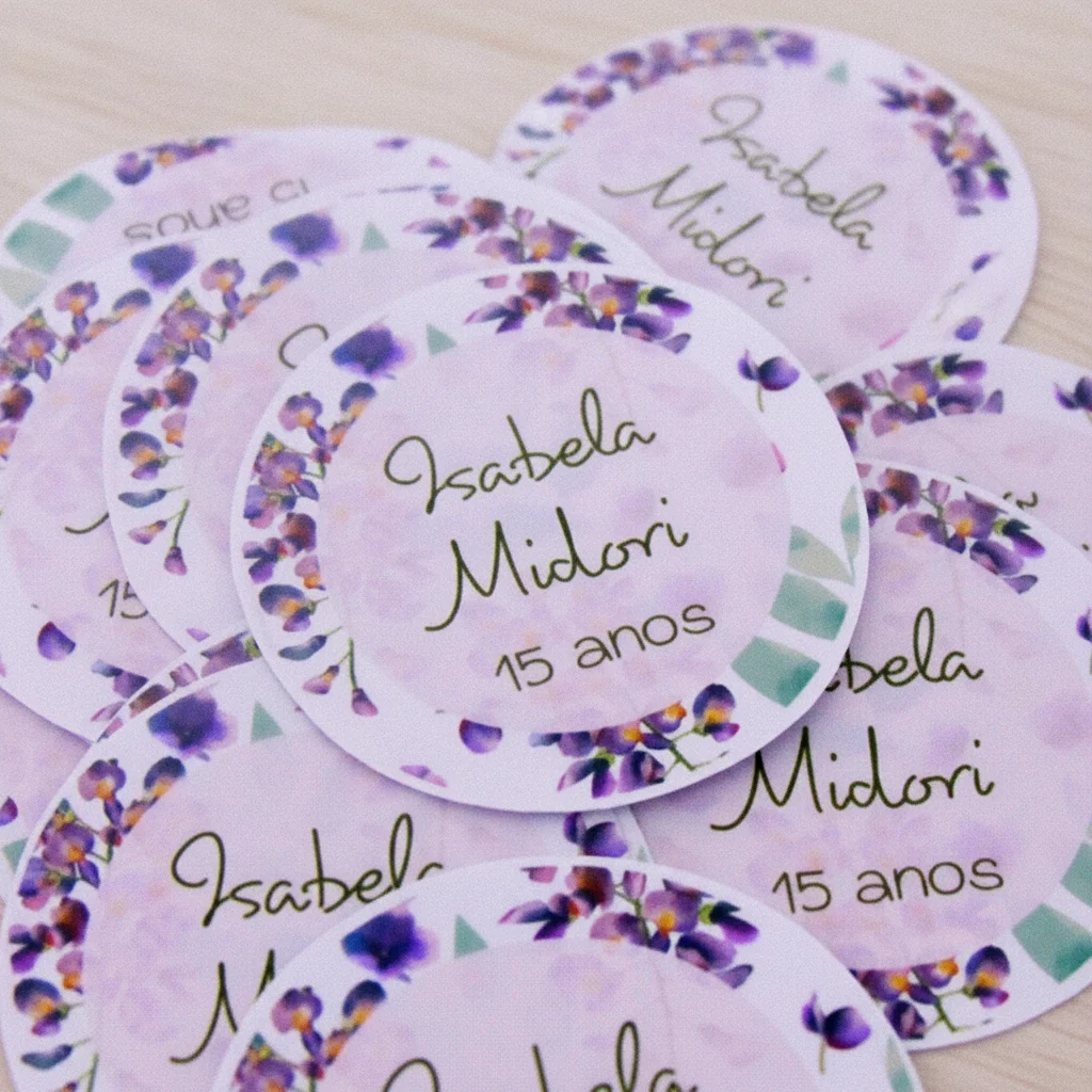 Adesivo Personalizado Floral (50 unidades) - Imagem 3