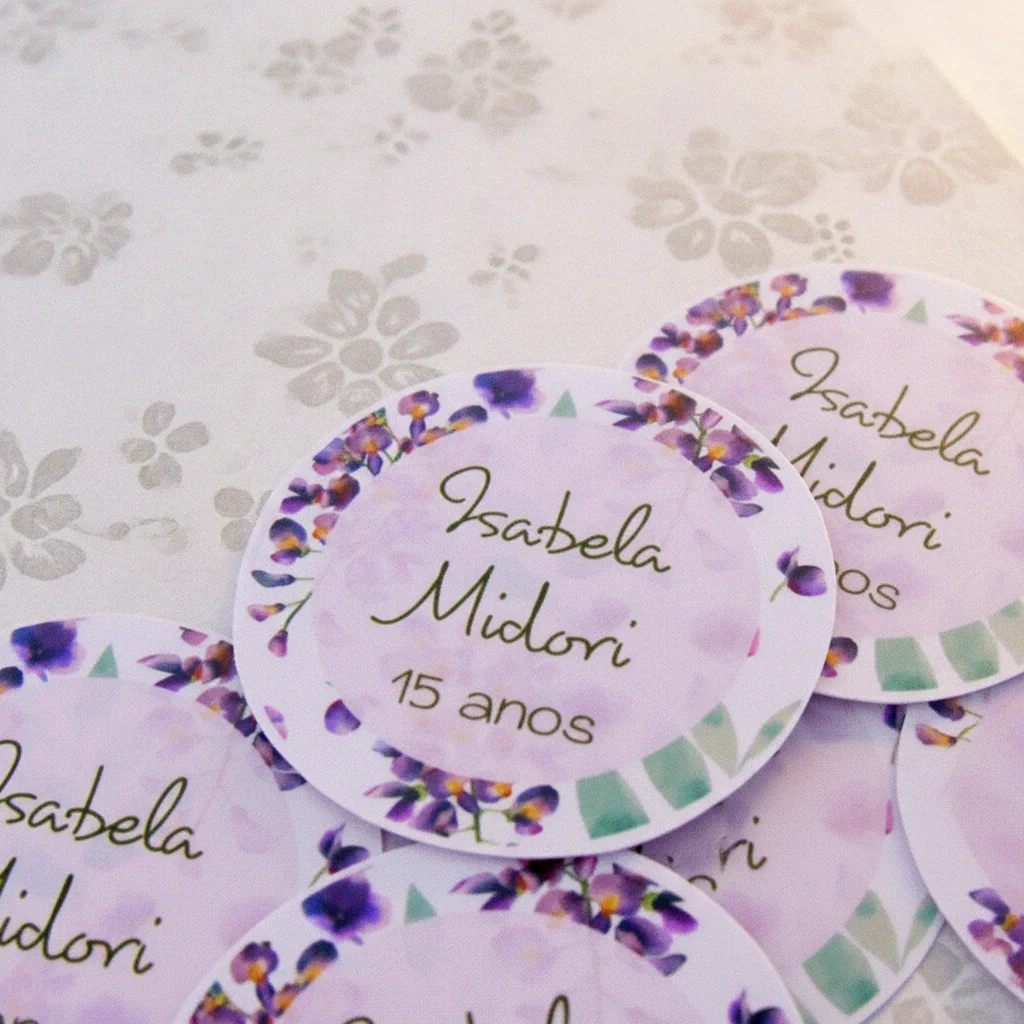 Adesivo Personalizado Floral (50 unidades) - Imagem 2