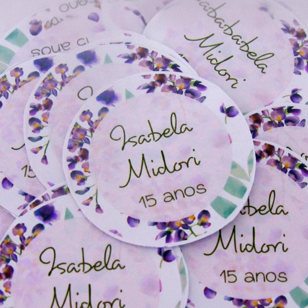 Adesivo Personalizado Floral (50 unidades) - Imagem 1