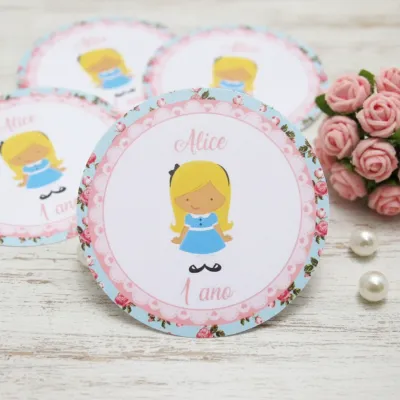 Adesivo Personalizado para Lembrancinhas Alice (50 unidades)