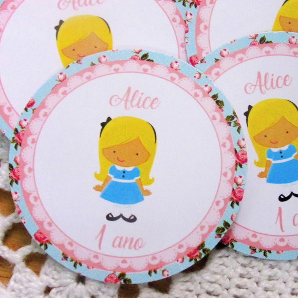 Adesivo Personalizado para Lembrancinhas Alice (50 unidades) - Imagem 1