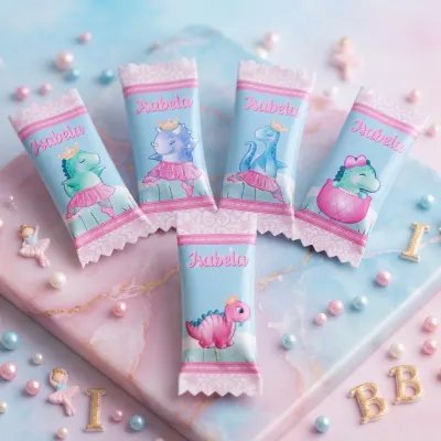 Balinhas Personalizadas Dinossauro Menina (100 balinhas)