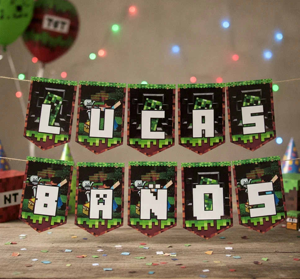 Bandeirolas Tema Minecraft