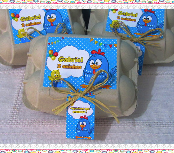 Caixinha de Ovos Galinha Pintadinha Azul - Imagem 2