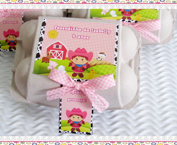 Caixinha de Ovos Personalizada Fazendinha Menina - Imagem 2