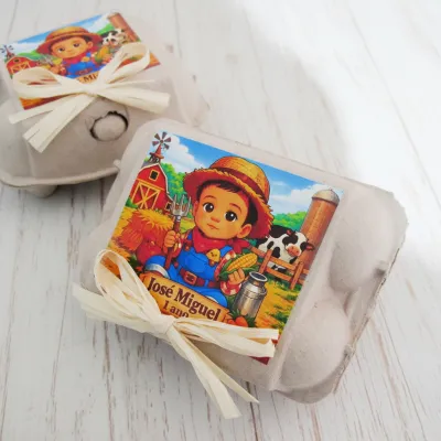 Caixinha de Ovos Personalizada Tema Fazendinha
