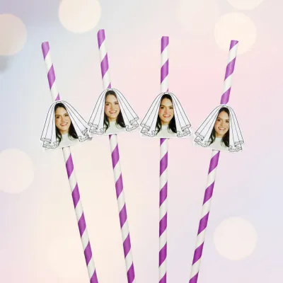Canudo de Papel com Foto Carinha de Festa - Noivinha