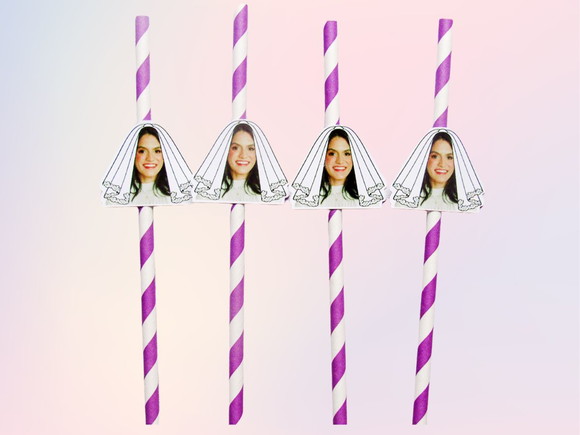 Canudo de Papel com Foto Carinha de Festa - Noivinha