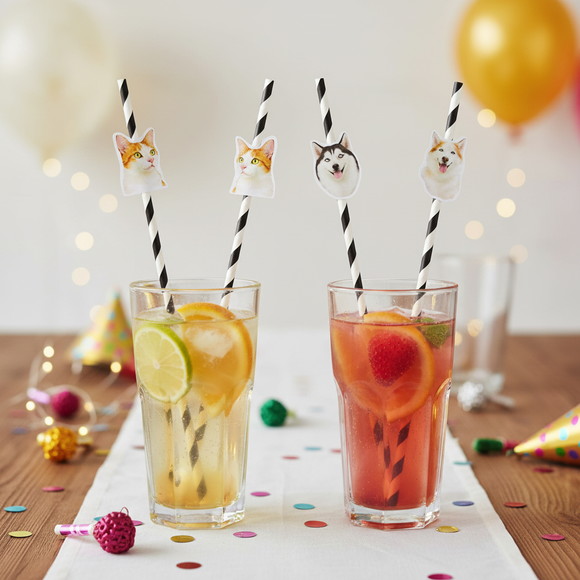 Canudo de Papel com Foto Carinha de Festa Pet - Imagem 2
