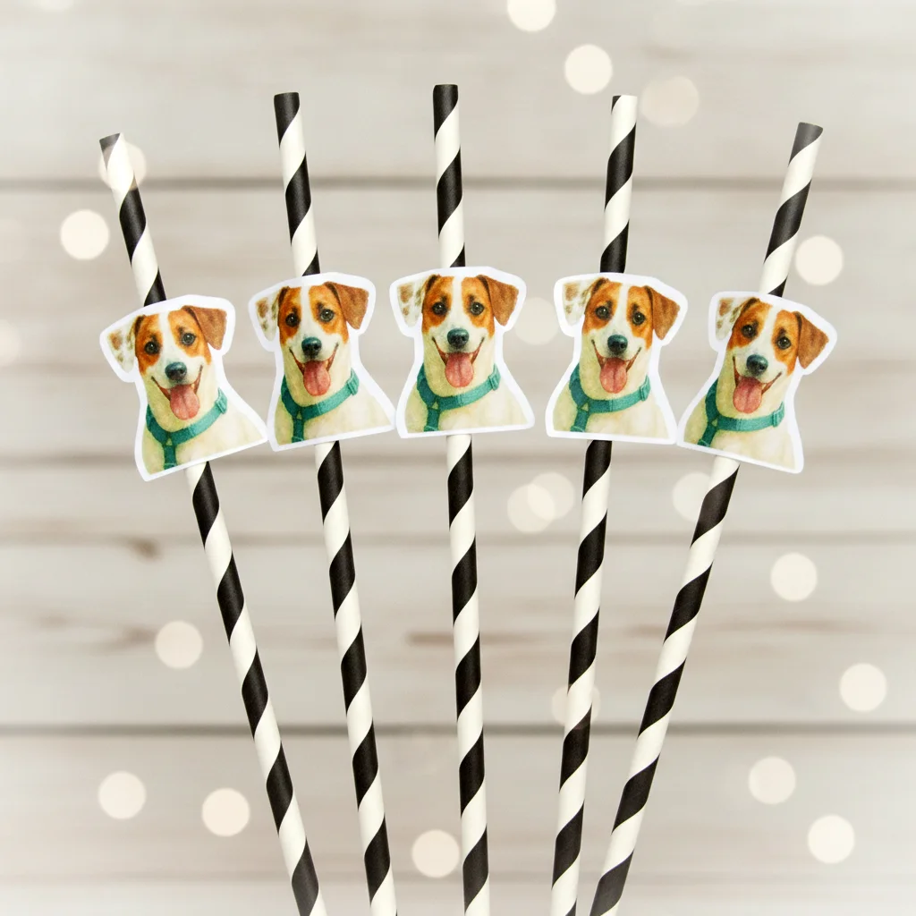 Canudo de Papel com Foto Carinha de Festa Pet - Imagem 3