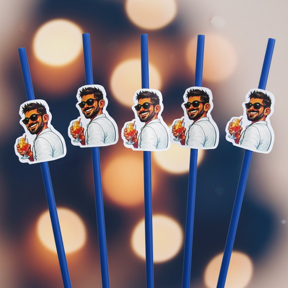 Canudo de Papel Personalizado Carinha de Festa - Imagem 2
