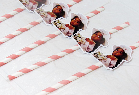 Canudo de Papel Personalizado Carinha de Festa