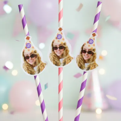 Canudo de Papel Personalizado Carinha de Festa Chapeuzinho