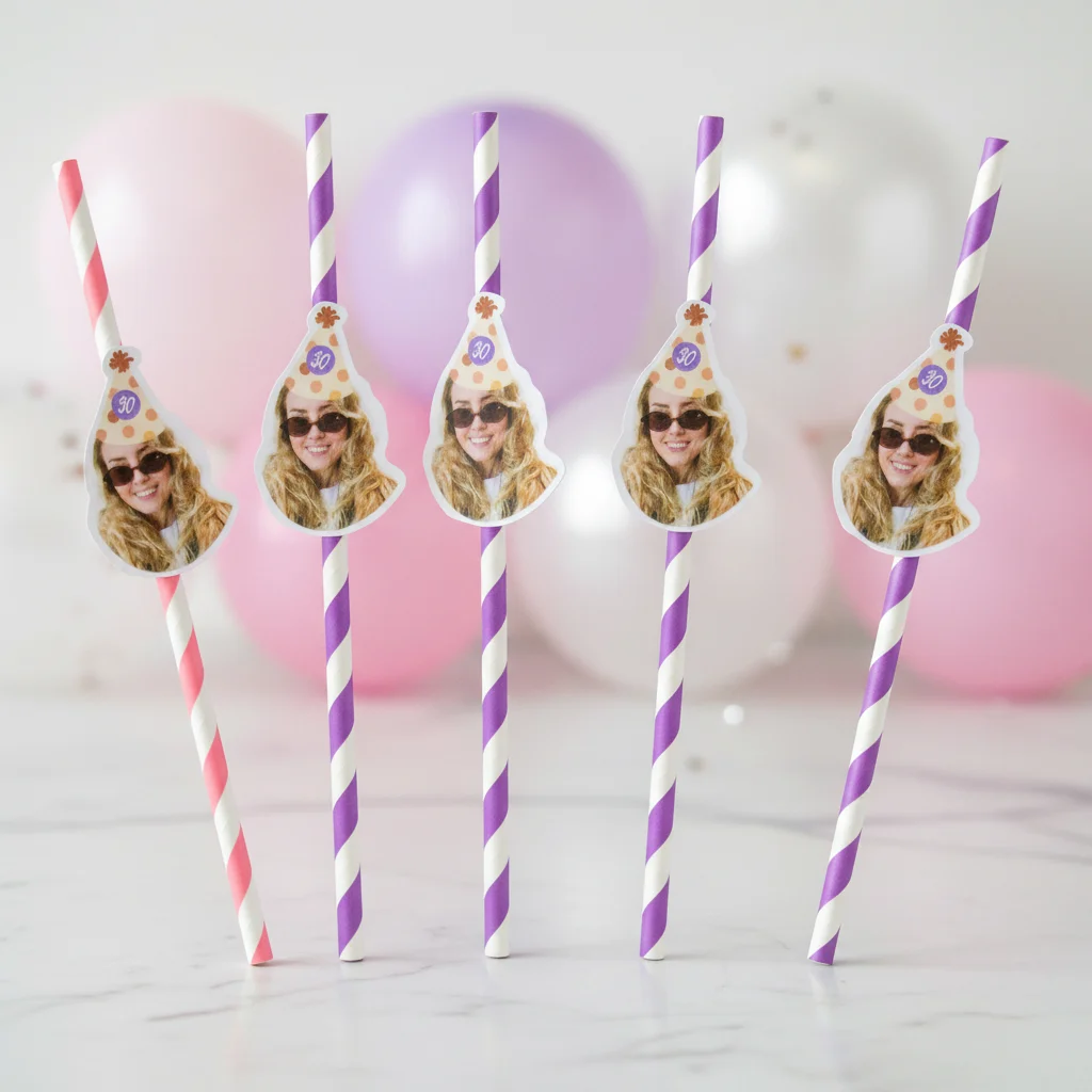 Canudo de Papel Personalizado Carinha de Festa Chapeuzinho - Imagem 2