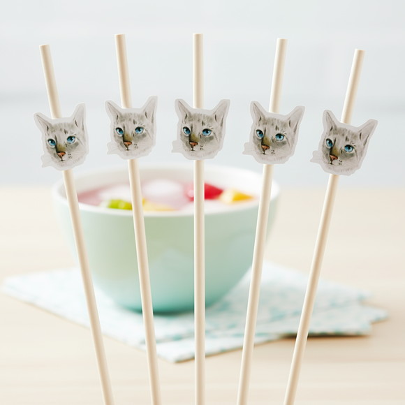 Canudo de Papel Personalizado Gatinho - Imagem 2