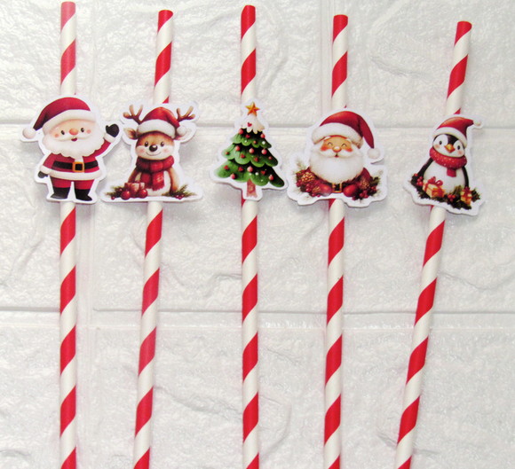 Canudo de Papel Personalizado Natal