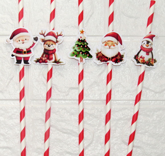 Canudo de Papel Personalizado Natal - Imagem 2