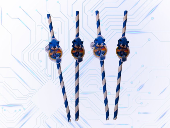 Canudo de Papel Personalizado Sonic - Imagem 1