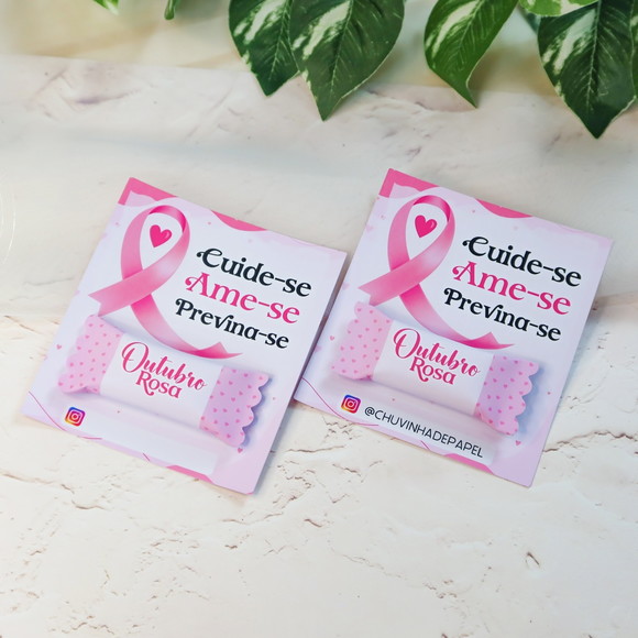 Card com Balinha Personalizada Outubro Rosa - Imagem 2