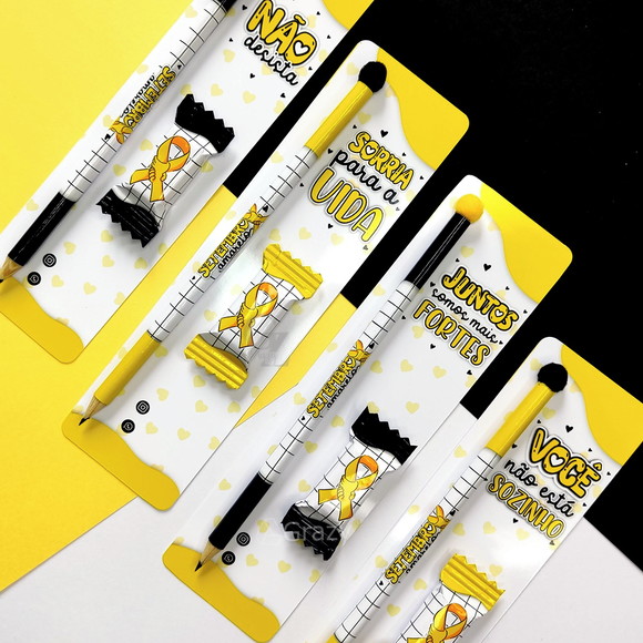 Card com Lápis e Balinha Setembro Amarelo - Imagem 3