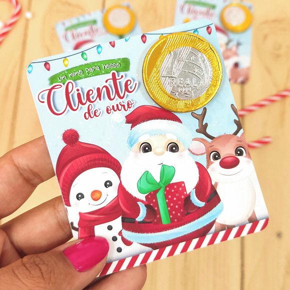 Card com Moeda de Chocolate Brinde Natal