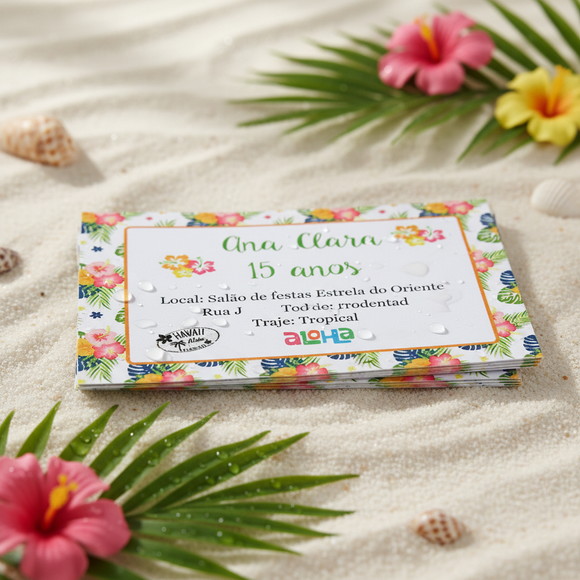 Convite Individual Tema Hawaii - Imagem 3