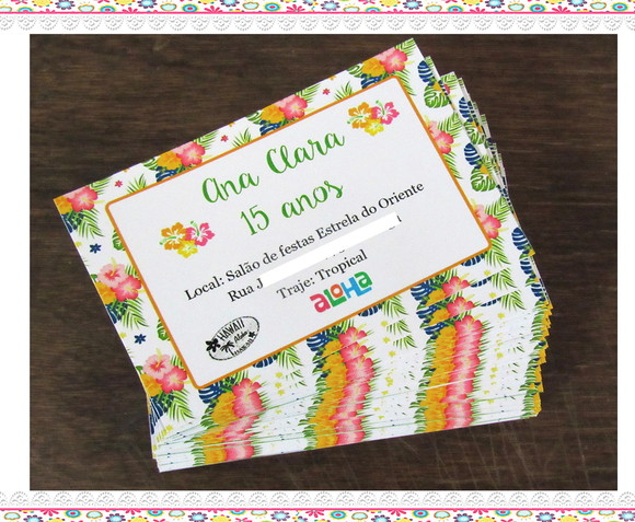 Convite Individual Tema Hawaii