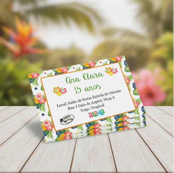 Convite Individual Tema Hawaii - Imagem 2