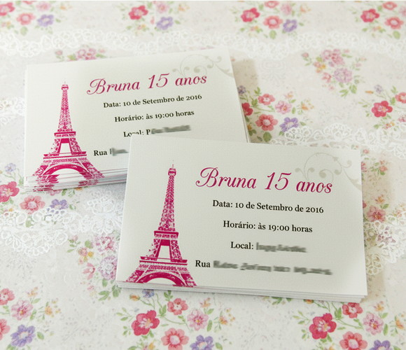Convite Individual Tema Paris (50 unidades) - Imagem 2